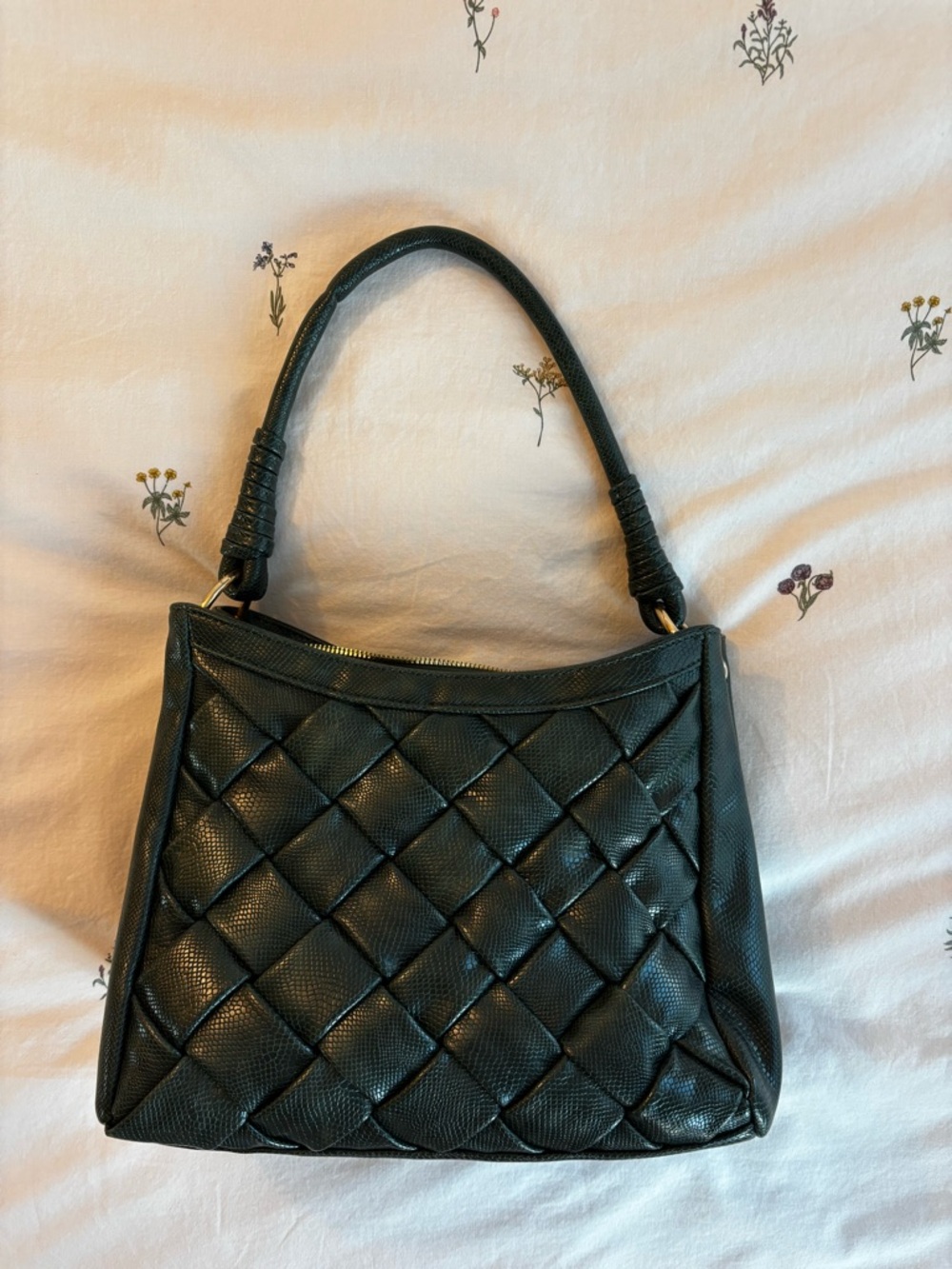 Classic Deep Green Quilted Shoulder Bag - Women